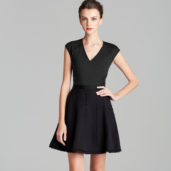 Rebecca Taylor Tweed Combo Dress In Black - Picture 2 of 10